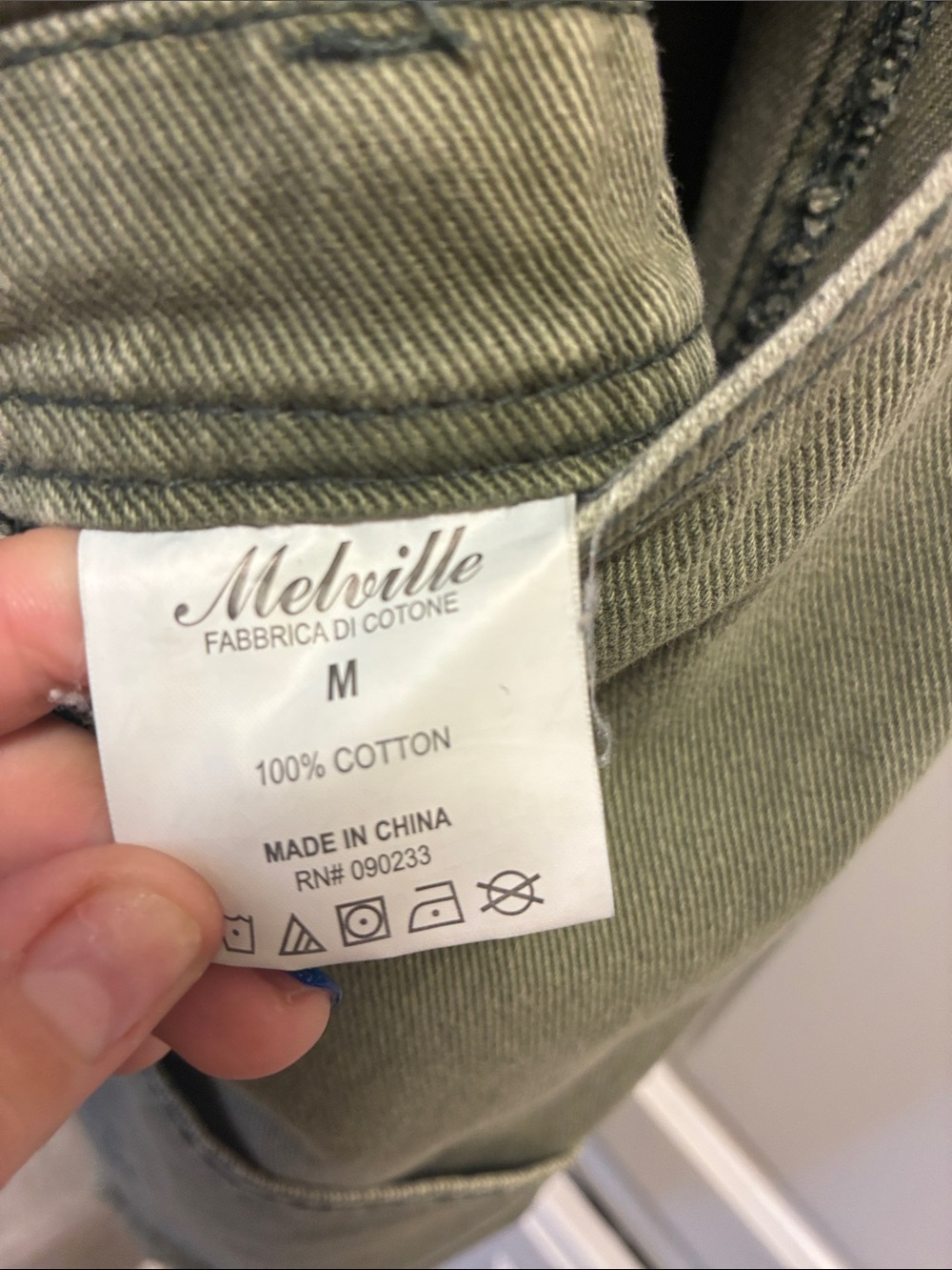 Melville 100% cotton green denim short overalls w/ a distressed, frayed hem. - Picture 13 of 14